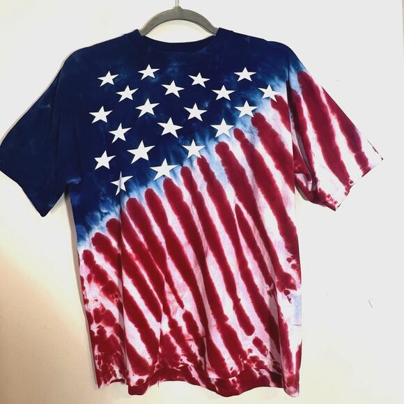 Liquid Blue Shirt Mens XL American Flag Tie Dye Stars Patriotic USA Independence - Picture 1 of 6